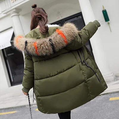 Army Green 3 Женские парки размера плюс, новинка, зимнее женское меховое пальто с лентами, Женская куртка, теплое зимнее хлопковое пальто, женские меховые толстовки T21 - Цвет: Army Green 3