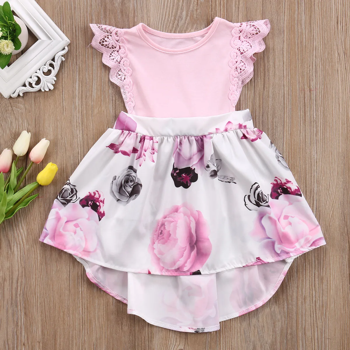 Pudcoco Baby Sisters Matching Clothes Floral Lace Dress Romper One-piece Girl Sunsuit Casual Dresses | Детская одежда и обувь