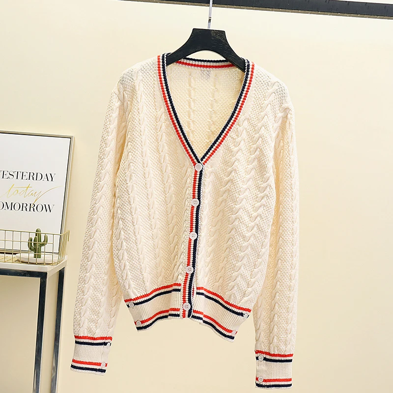 

2021 Brand Sweater Cardigan Sweaters Coat Korean Style Knitted Long Sleeve Top Striped Sweatshirt Harajuku Cardigan Sweater