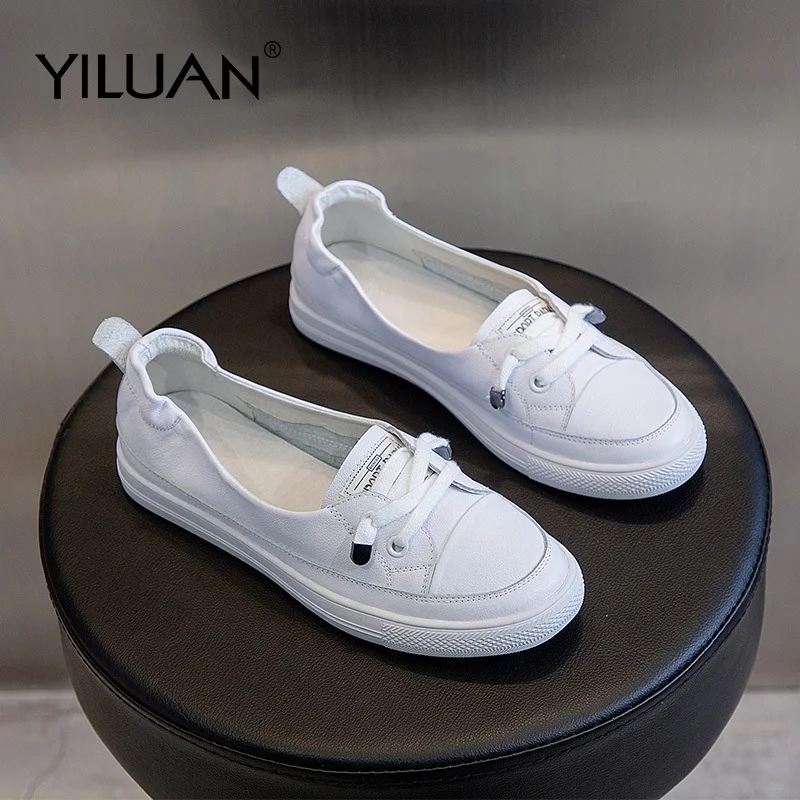 

Yiluan Little White Shoes Female 2020 New Spring Wild Flat Lazy Single Shoes Shallow Mouth Breathable Summer Loafers students