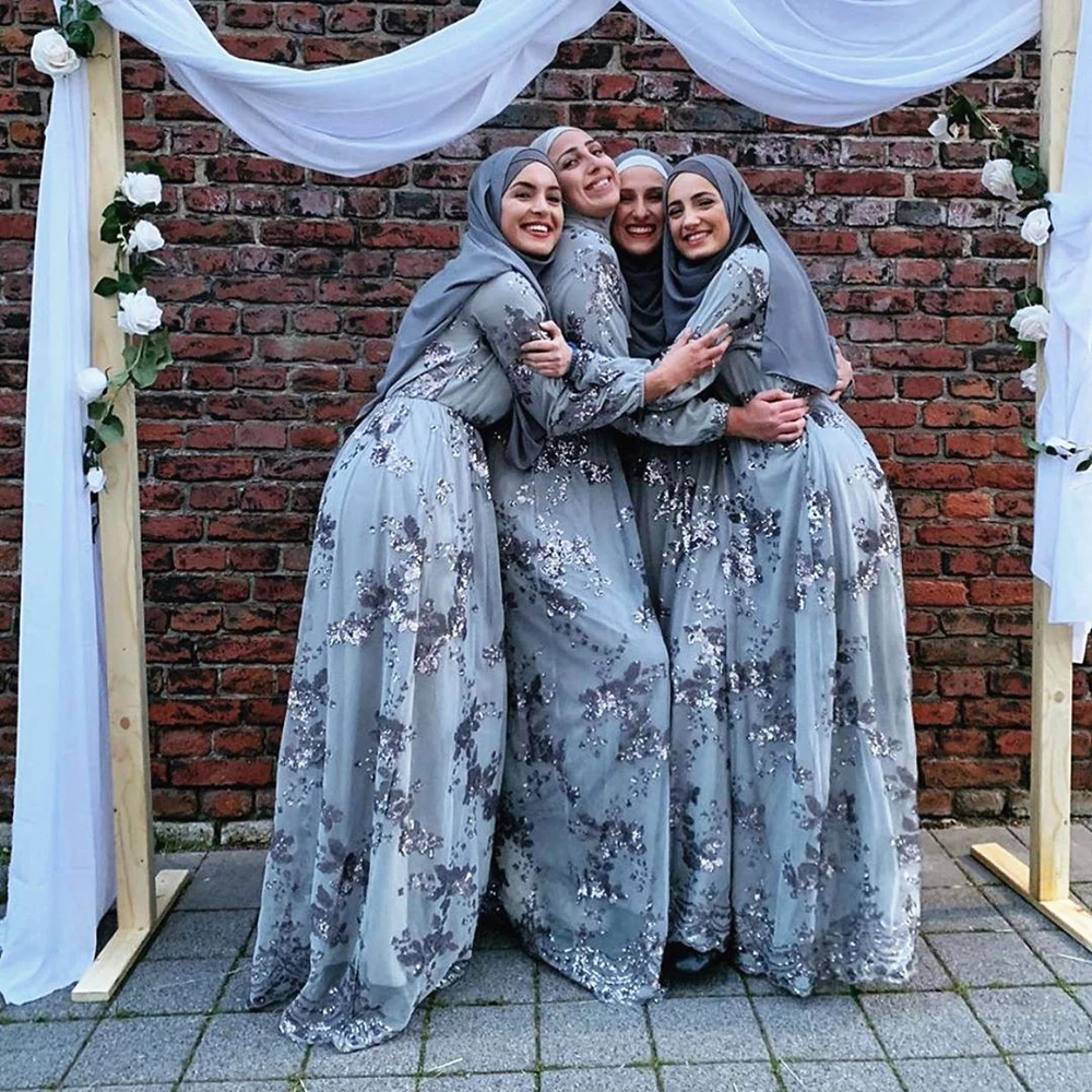 Мусульманское модное женское свадебное платье с длинным рукавом, Молитвенное платье с длинными рукавами, платье с вуалью и вышивкой, мусуль...