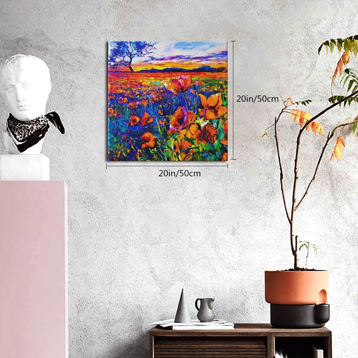 

Canvas Painting Poppy Field Oil Painting Modern Impressionism Poster Print Wall Art Picture Modern Living Room Decor 20x20inch