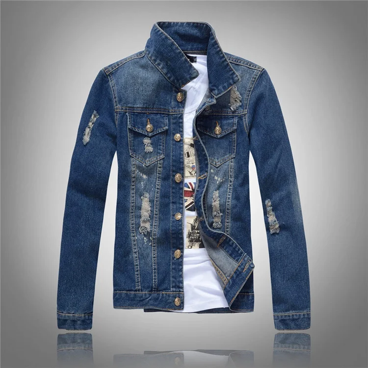 

big size 4XL 5XL men jacket classic mens rivet denim jacket luxury Outerwear & Coats for men blue denim jacket slim jacket