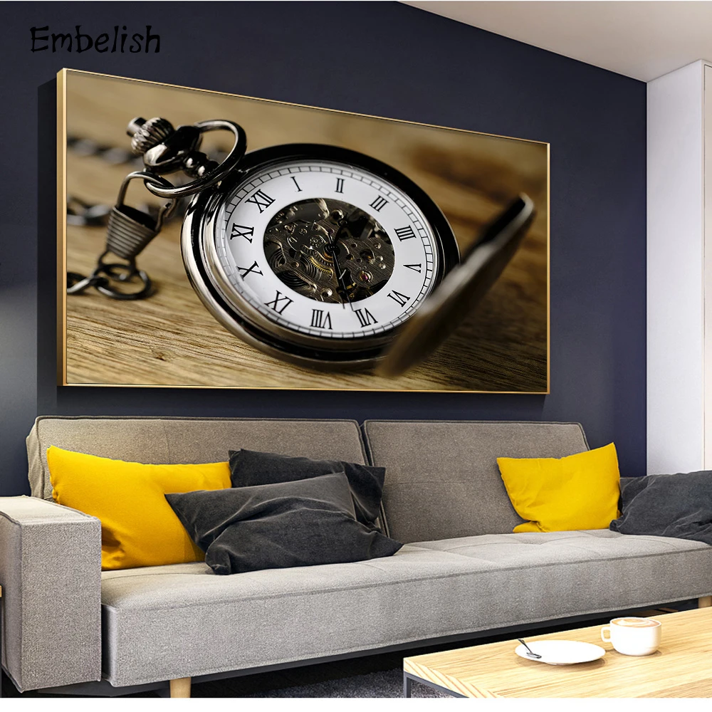 

1 Pieces Fashion Vintage Pocket Watch Modern Home Decor Wall Art Pictures For Living Room HD Print Canvas Paintings