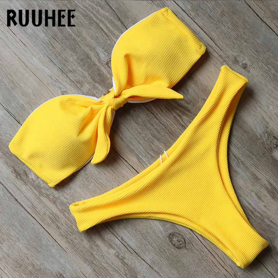 RUUHEE, бикини, купальник, бандо, пуш-ап, комплект бикини, женский бикини, купальник, женская летняя пляжная одежда, купальник