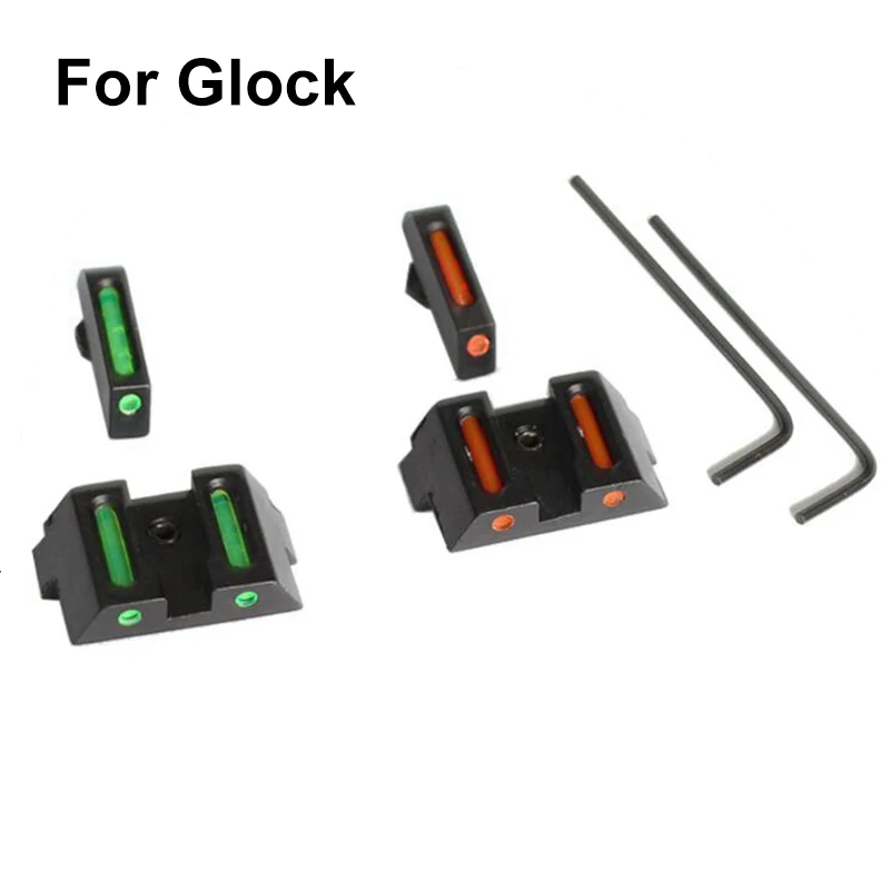 

Тактический Glock оптоволоконный передний задний прицел красный зеленый охотничий пистолет прицел подходит для Glock 17 19 22 23 33 пистолетное снар...