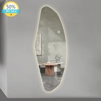 irregular design mirror aesthetic wall adhesive light mirror smart bathroom bath decorative wall vanity led lustro room hx50dm