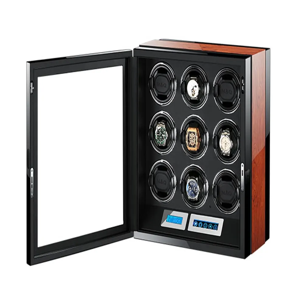 

LUNDA Watch Winder Holder Display 9 slots Automatic Mechanical Watch Winding Box Jewelry Watches Box New Storage Display Case