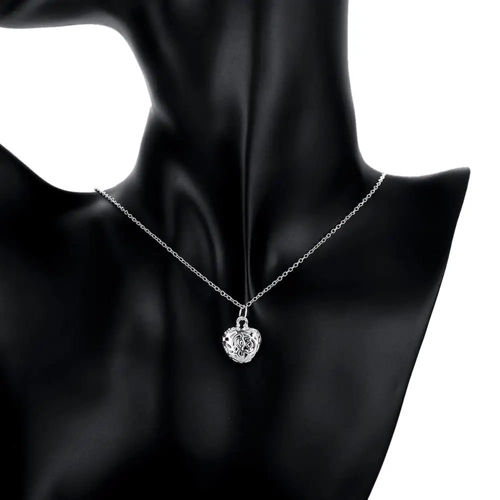 hot beautiful 925 stamp silver romantic heart pendant necklace for women fashion brands party wedding jewelry gifts free global shipping