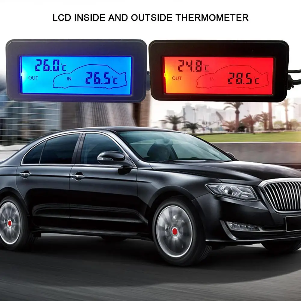 DC12V Цифровой термометр Автомобильный термометр Подсветка мини-термометр ЖК внутренний, наружный термометр