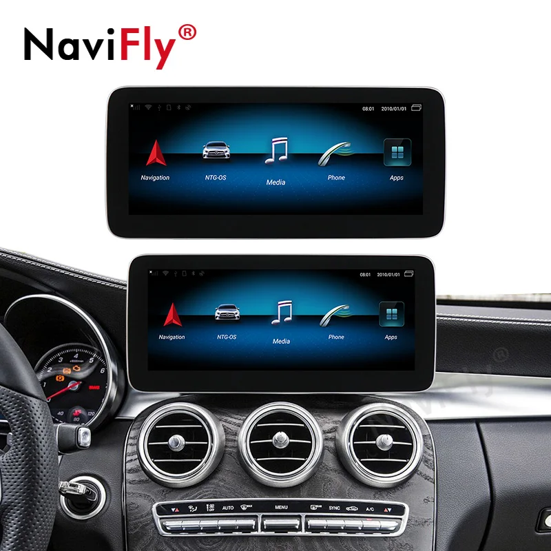 NaviFly 10,2" ips экран 8 ядерный Android 9,0 автомобильный gps-навигатор плеер для Mercedes Benz C Class W205- NTG5.0 с WIF