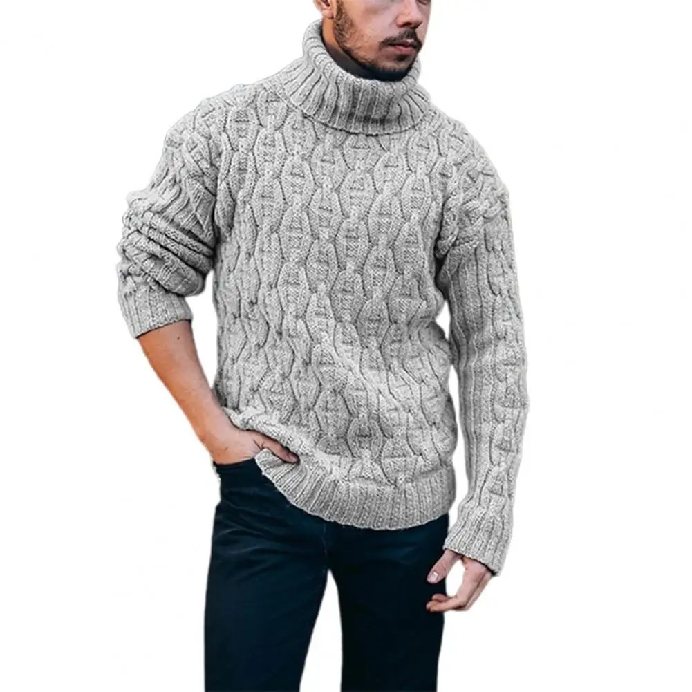 

Casual Men Sweater Ribbed Thermal Soft Ribbed Turtle Neck Long Sleeve Men Knitted Sweater Winter Sweater