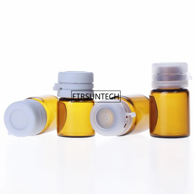 100pcs 1ML 2ML Brown Essential Oil Bottle Lock Bayonet Tearing Cap Cosmetic Glass F20171283 | Красота и здоровье