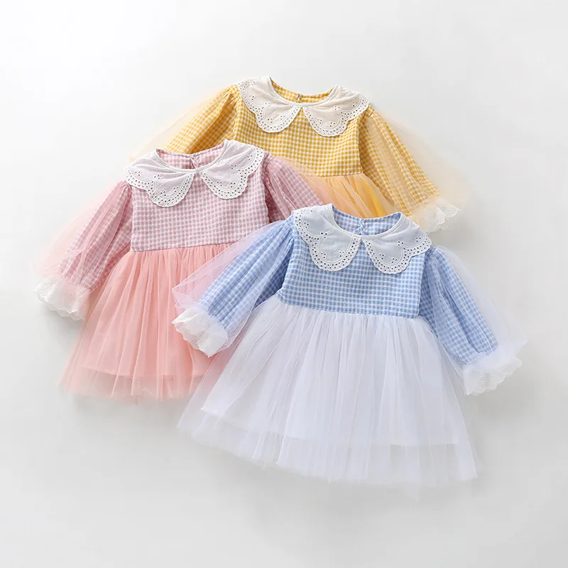 

Girls Dress For Party Wedding Spring Plaid Baby Kids Dresses for Children Party Princess Tutu Girls Clothes 0-4Y 3 Color