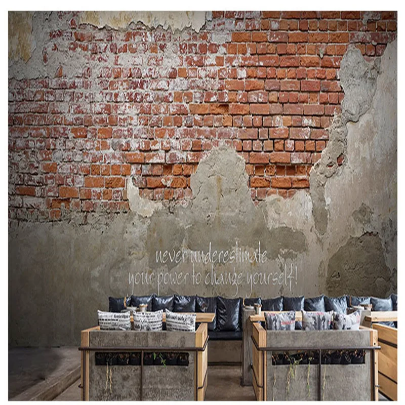 

Custom 3D Canvas Mural Retro Nostalgic Red Brick Stone Brick Cement Wallpaper Business Family Background Wallpaper