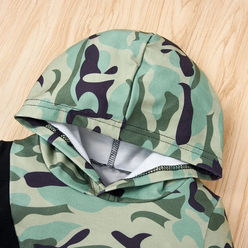 

Newborn Baby Boys Clothes Set Camouflage Letter Print Hooded Long Sleeve Top +Pants Outfits Set Infant Toddler Clothing Suit