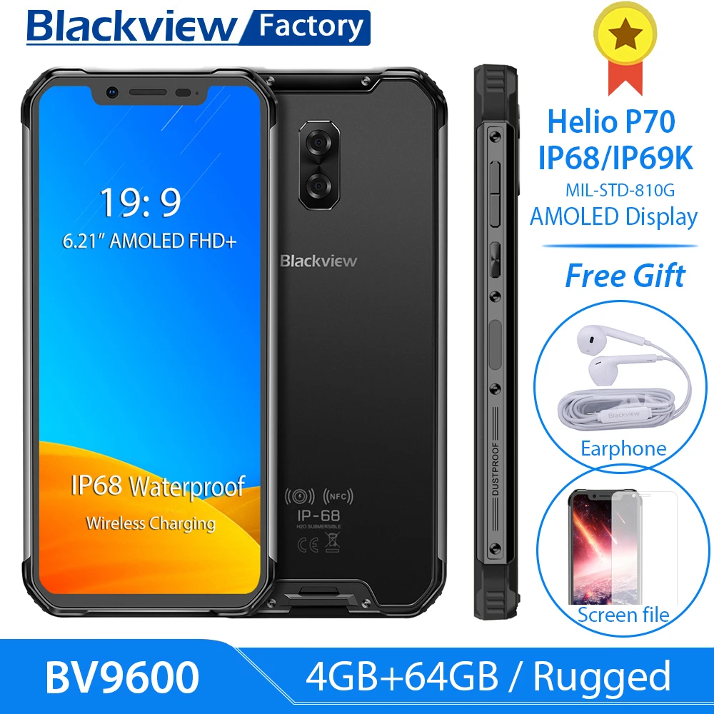 Blackview BV9600 P70 AI Восьмиядерный IP68 прочный смартфон 4 Гб 64G Android 9,0 6,21 ''FHD+ AMOLED Global 4G NFC 16 МП мобильный телефон