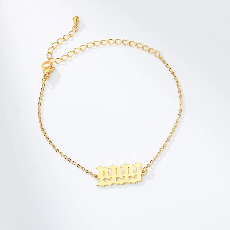 Женский браслет с номером года популярные аксессуары из нержавеющей стали