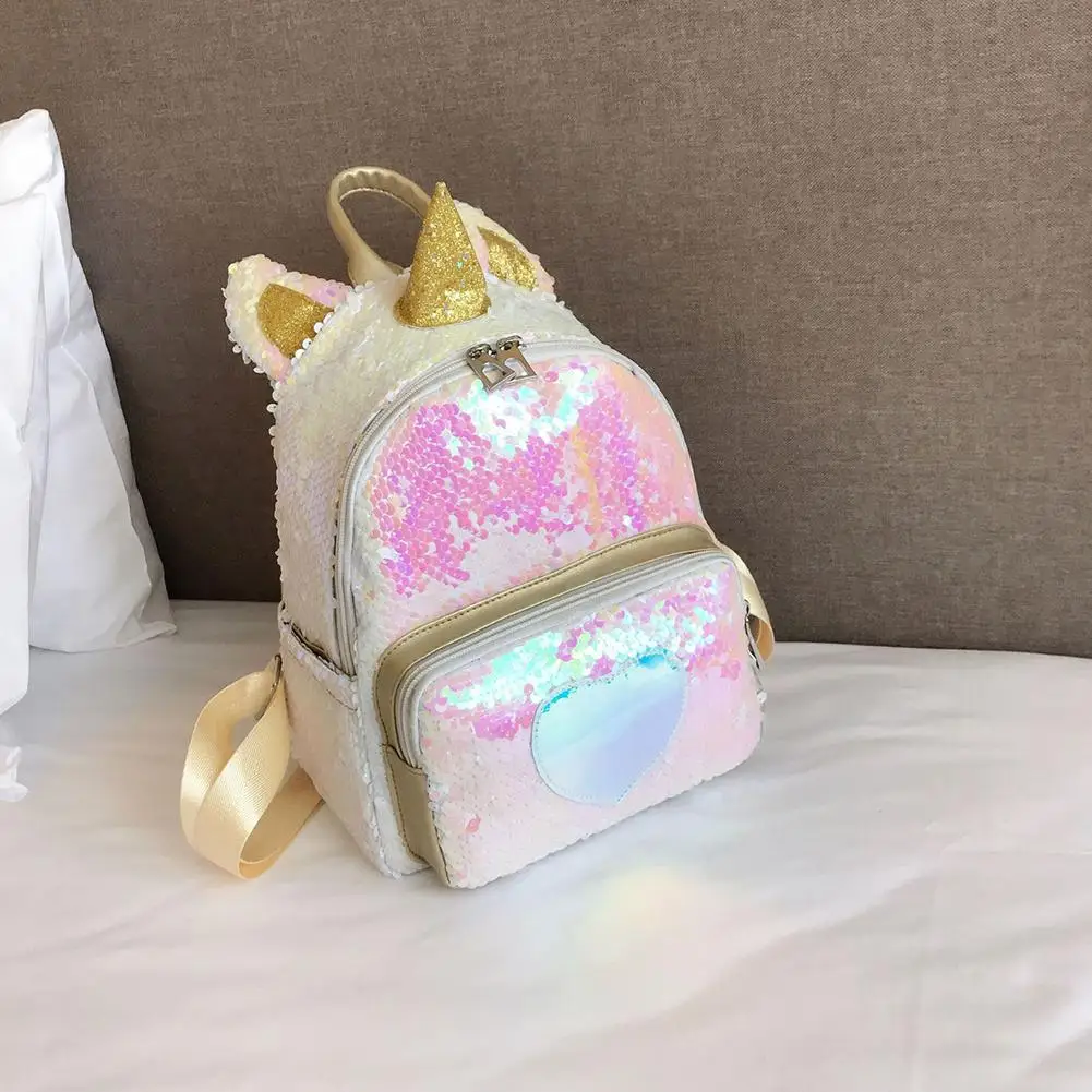 Студенческий рюкзак с блестками Сумка единорогом женские рюкзаки для девочек
