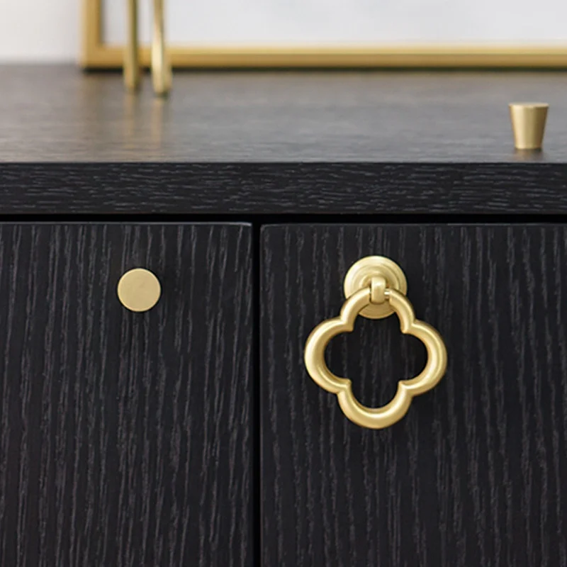 Античный латунный для шкафа с четырехлистным клевером ручки ящика золотистая