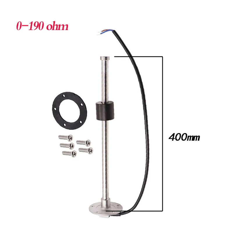 0-190ohm 400mm Датчик уровня воды 0-190 из нержавеющей стали, датчик подачи топлива, газа, Тип рукоятки 200 мм - Цвет: 0-190ohm 400mm