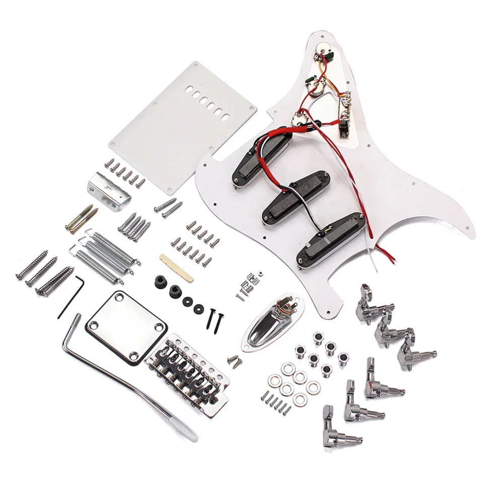 

DIY Electric Guitar Kit Bridge System ST Style Full Accessories Kit (White)