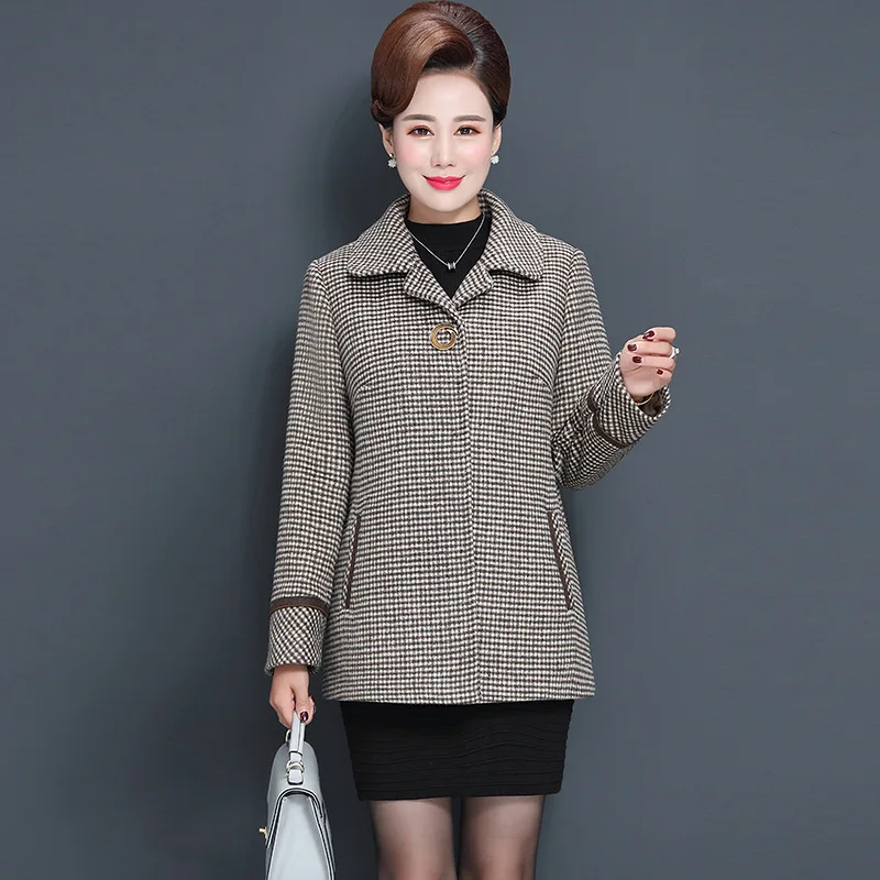 Женская Осенняя шерстяная смесь куртка 2019 Мода темперамент мать одежда