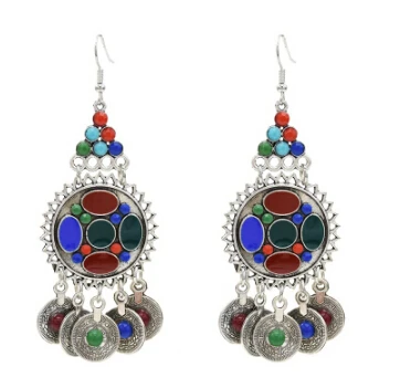 Афганские богемные окисленные Висячие серьги Jhumka в виде монет индийские цвета