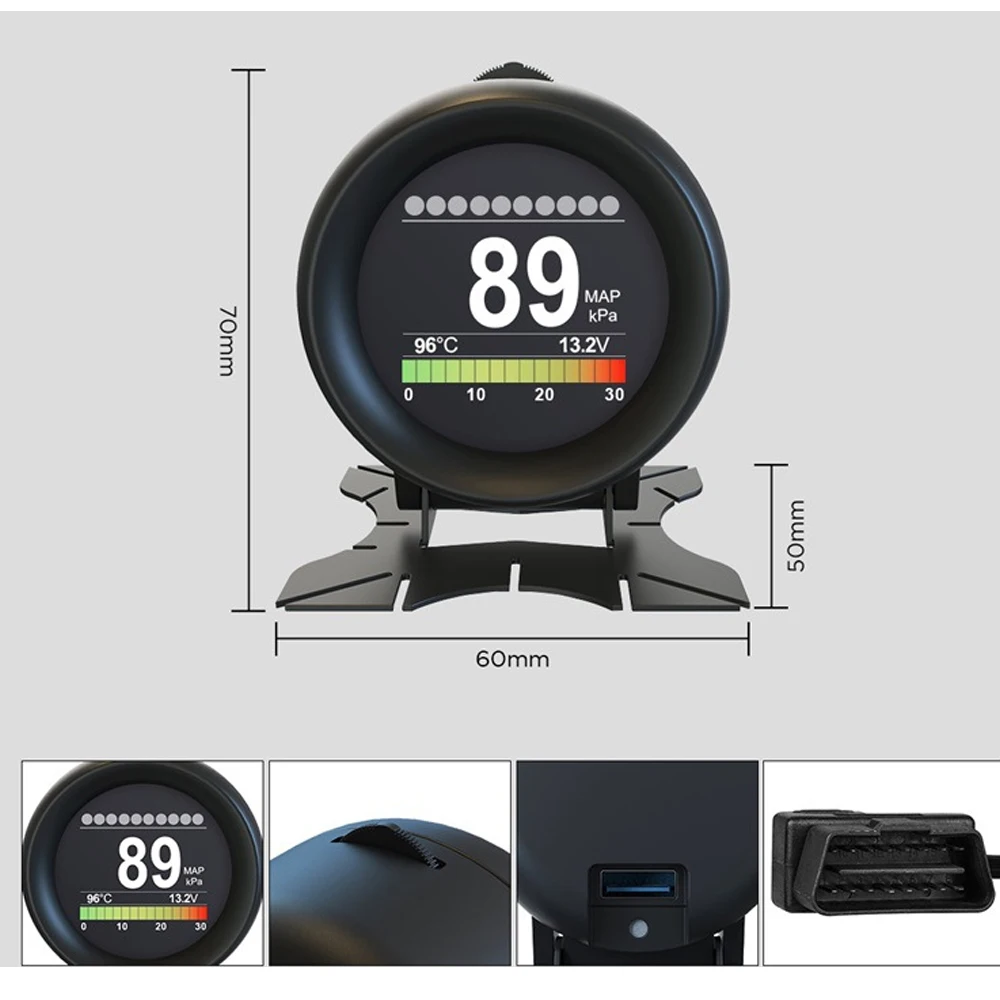 Автомобильный Мультифункциональный измеритель температуры X60 HUD умный цифровой