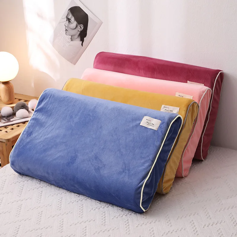 

Solid Color Cotton Sleeping Pillow Case Brief Style Crystal Velvet Pillowcases Latex Pillow Case Cover 30x50CM/40x60CM