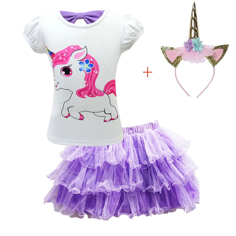 Детские комплекты из футболки с единорогом и платья Сетчатое платье принцессы