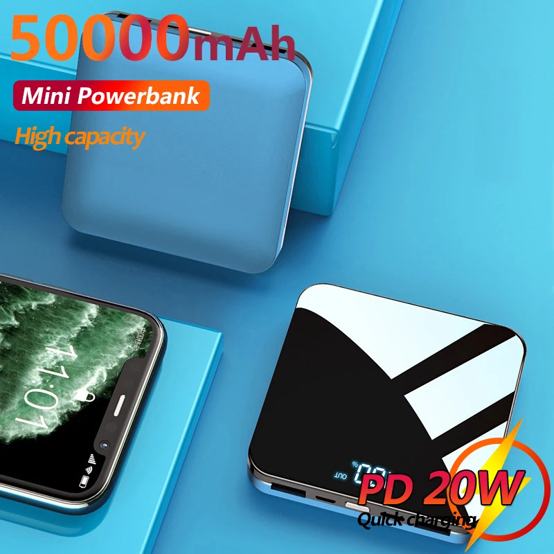 

50000 MAh Mini Power Bank Portable LCD Digital Display Fast Charger Is Suitable for IPhone Xiaomi Samsung