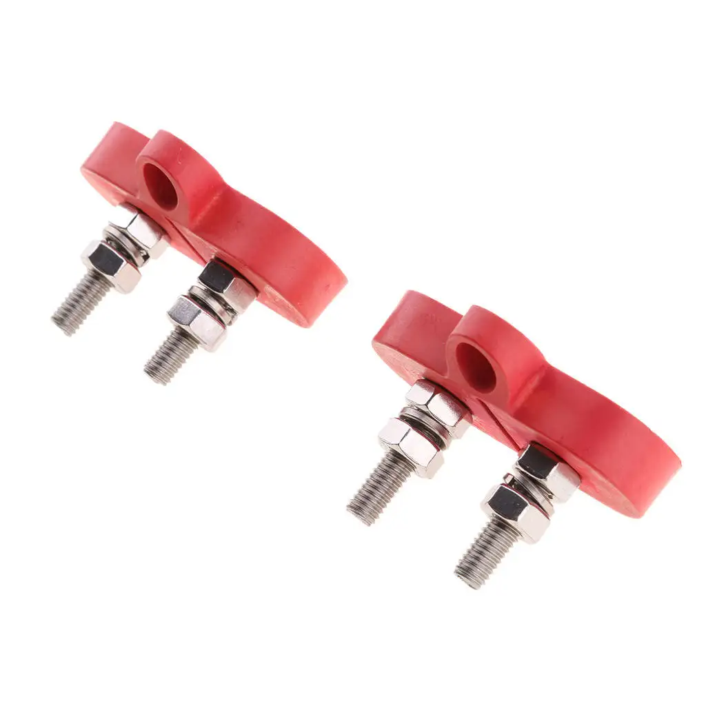 

Red Stainless Steel Insulated Terminal Block Double Studs Boat Electrical Parts 10mm