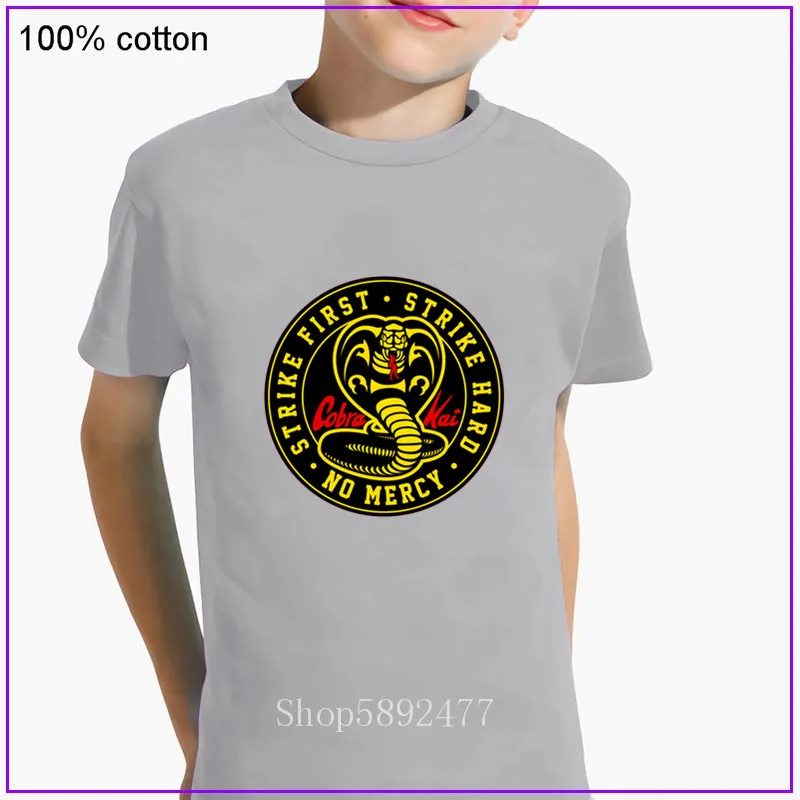 2020 Кобра Кай Детская футболка змея король нет милосердия Страйк для мальчиков и