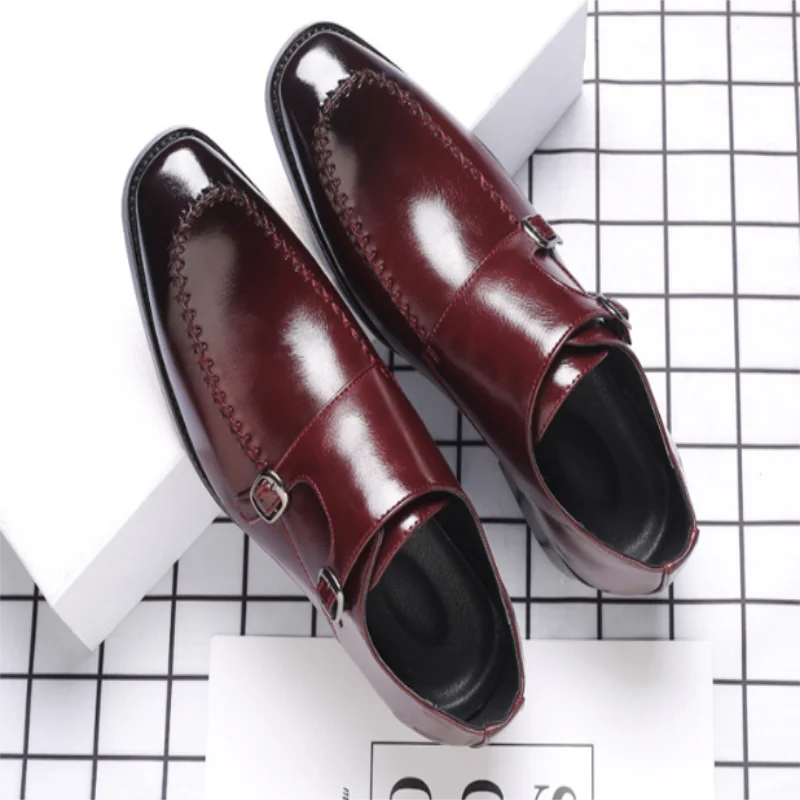 

Nightclub Hairstylist Fashionable Shoes Men's Versatile Business Dress Casual Retro Pointed Buckle Leather Shoes Men ZQ0130