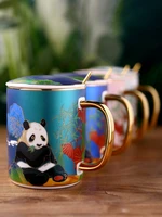 creative coffee mugs 350ml with spoon lid ceramic milk water cups tazas tea party couple drinking gifts home drinkware