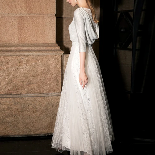 

2020 Spring Party Evening Long Maxi Dress Women 3/4 Sleeve O-neck Hollow Fashion Elegant High Quality Female Dresses Vestidos