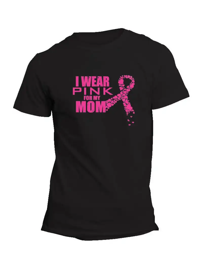 

Breast Cancer I Wear Pink Shirt - I Wear Pink for my MOM Pink Ribbon Hearts Womens or Unisex