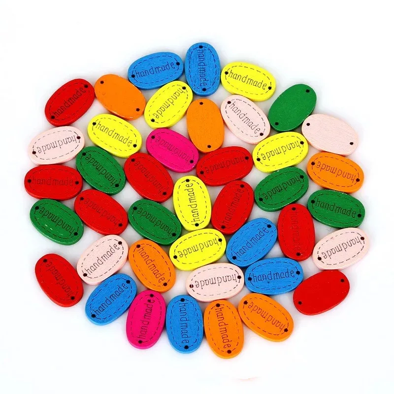 1000 шт Ремесло Дерево Овальный &quotручной работы&quot лазерная швейная кнопка чипы