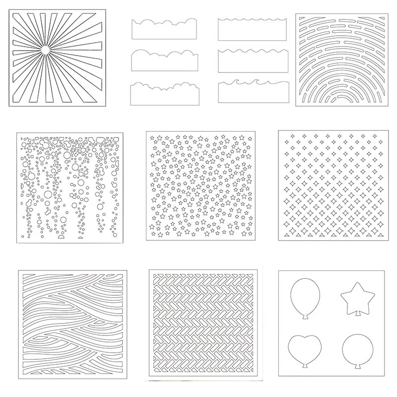 

Various Background Stencils for DIY Scrapbooking Decorative Embossing DIY Paper Card Craft Plastic Templates Drawing Sheet