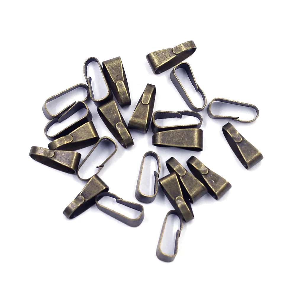 

100Pcs/200Pcs Clips Bail Clasps Smooth Alloy Metal Bronze Tone For Charms Necklaces Jewelry DIY Making Findings 11x4mm