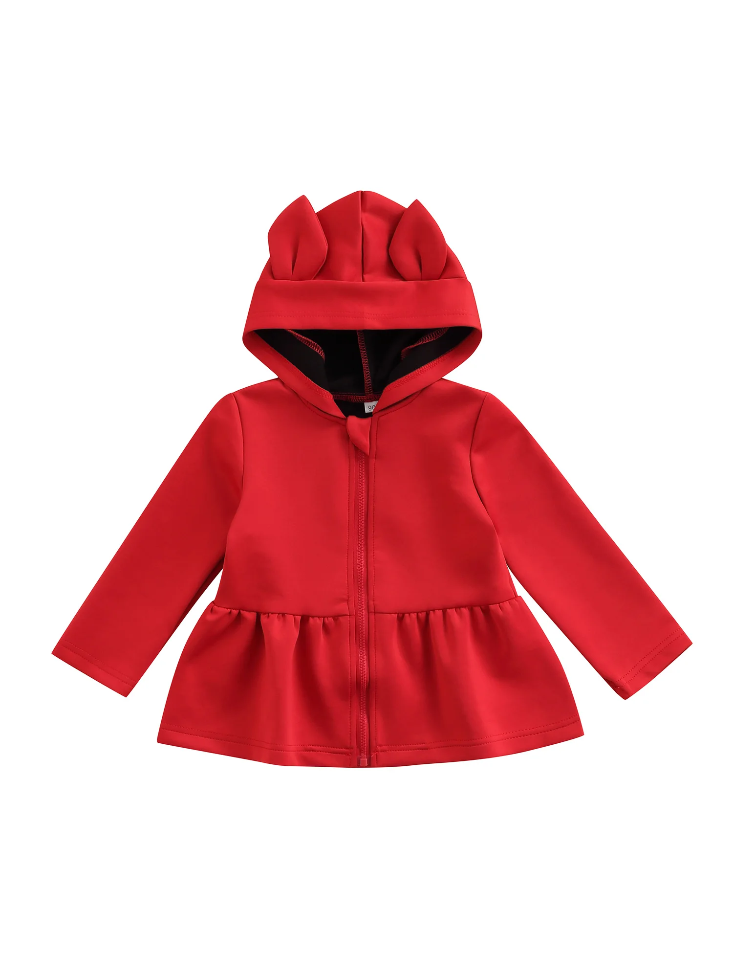 

Кардиган с длинным рукавом и капюшоном для маленьких девочек, модное однотонное пальто с круглым вырезом и прострочкой на молнии