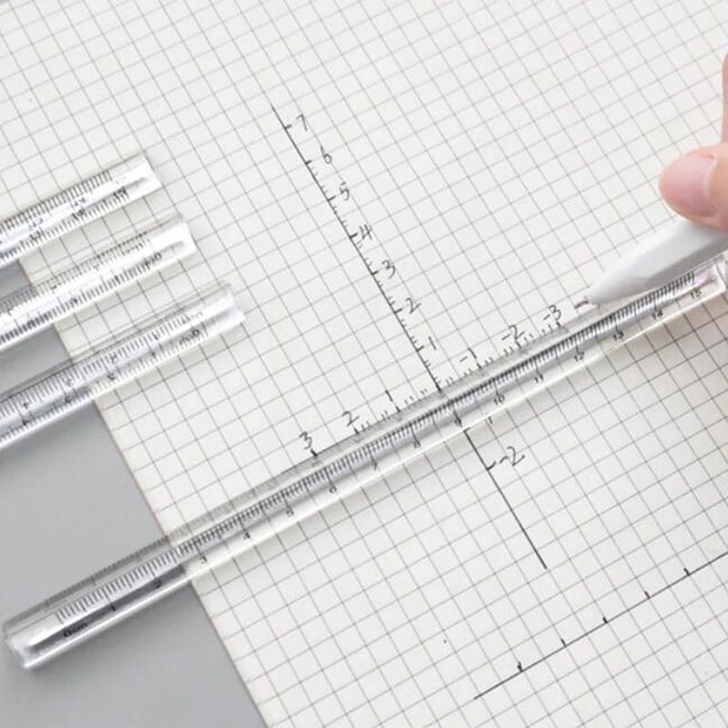 

15cm Transparent Straight Ruler Students Stationery Simple Triangular Rulers Both Sides Acrylic Measuring Tools