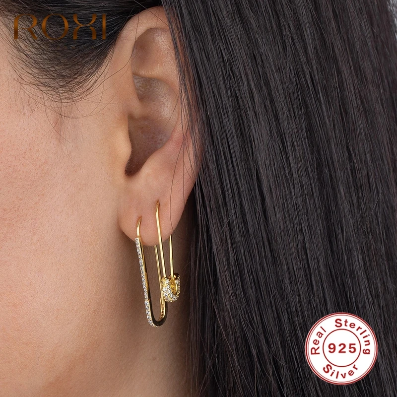 

Женские серьги-гвоздики в богемном стиле ROXI, серьги из стерлингового серебра 925 пробы с кристаллами, свадебное Ювелирное Украшение для пирс...