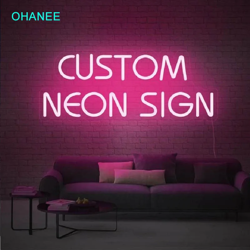 OHANEE Design Name Custom Logo Led Neon Sign Light for Room Wedding Party Birthday Bedroom Name Personalized Decoration