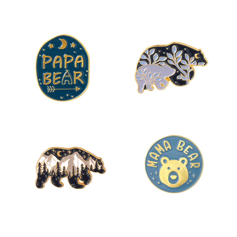 

Cartoons Polar Bear Lapel Pins Fashion Enamel Badges Women's Cute Landscape Brooches For Clothes Metal Hijab Pins Brooch Jewelry