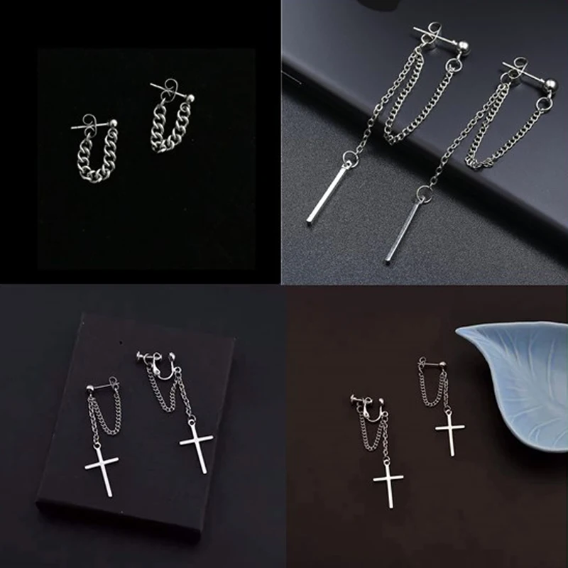 

Han Edition Hit After Hanging Chain Earrings Minimalist Punk Dangling Drop Earrings Geometric Women Jewelry Pendants