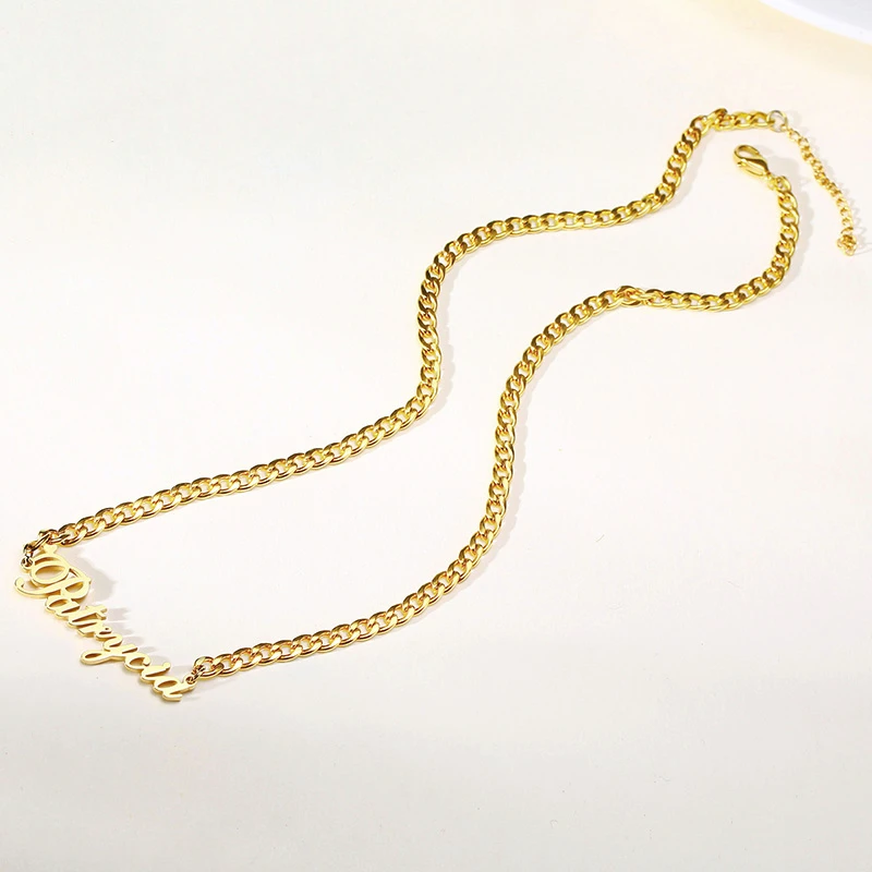 Панк массивная цепочка ожерелье на заказ имя Чокеры для женщин из нержавеющей