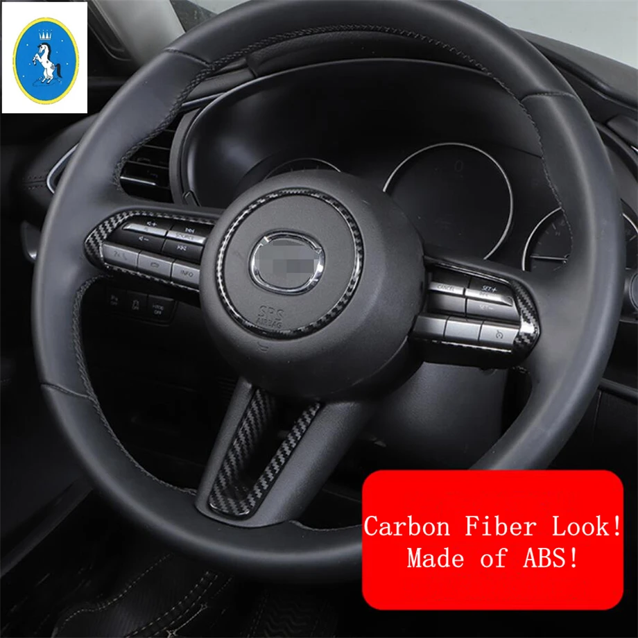 

Yimaautotrims Auto Accessory Steering Wheel Decoration Cover Trim Fit For Mazda 3 2019 2020 ABS Red / Carbon Fiber Look