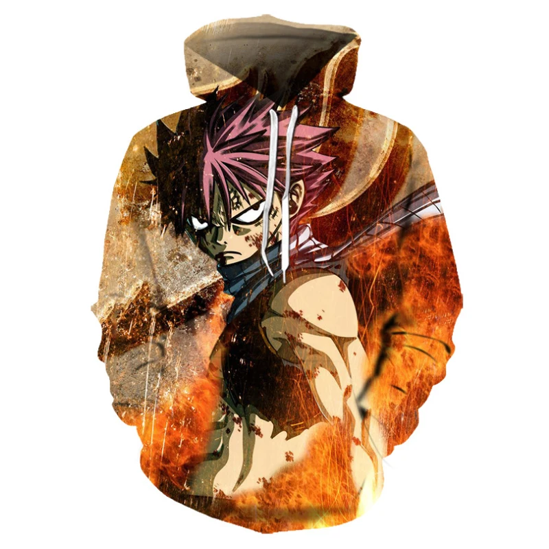 Толстовка с капюшоном изображением героев аниме Фея хвост | Мужская одежда